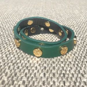 Tory Burch Double-Wrap Logo Stud Bracelet